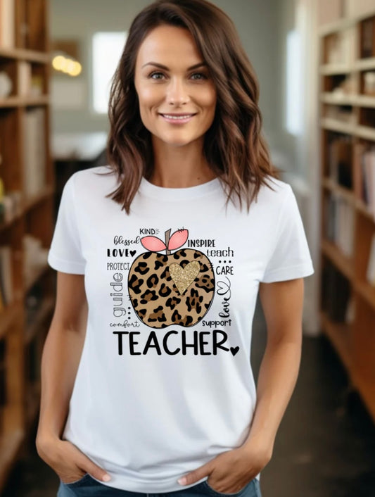 Teacher apple animal print - TEX29