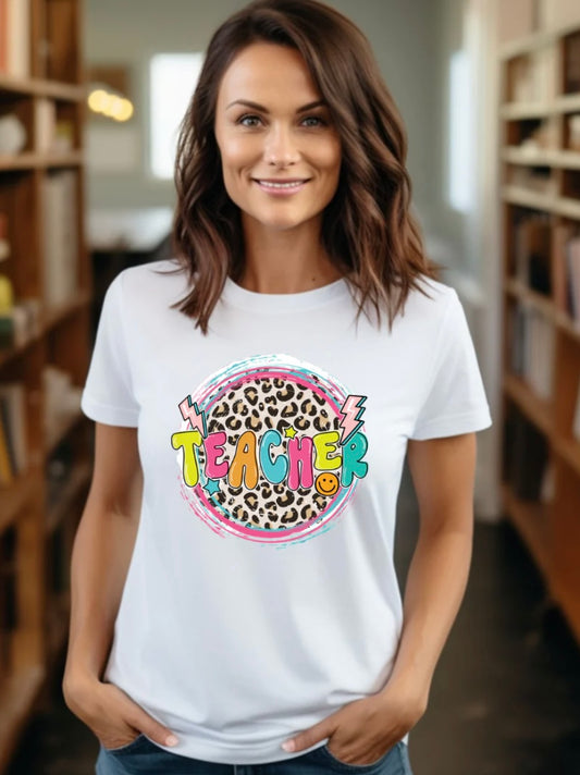 Teacher animal print circle - TEX32